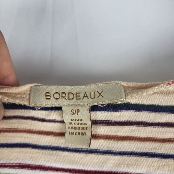 Anthropologie Bordeaux Gatineau Striped Twist Tank Size Small Multicolor V Neck - Picture 6 of 8